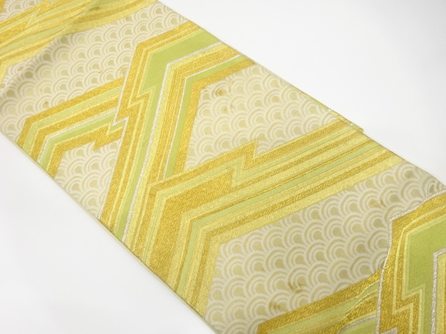 JAPANESE KIMONO / ANTIQUE FUKURO OBI / SILK / WOVEN SEIGAIHA